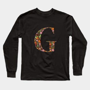 Retro Floral Letter G Long Sleeve T-Shirt